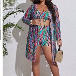 Colorful Women's Swim Cover-Up Set